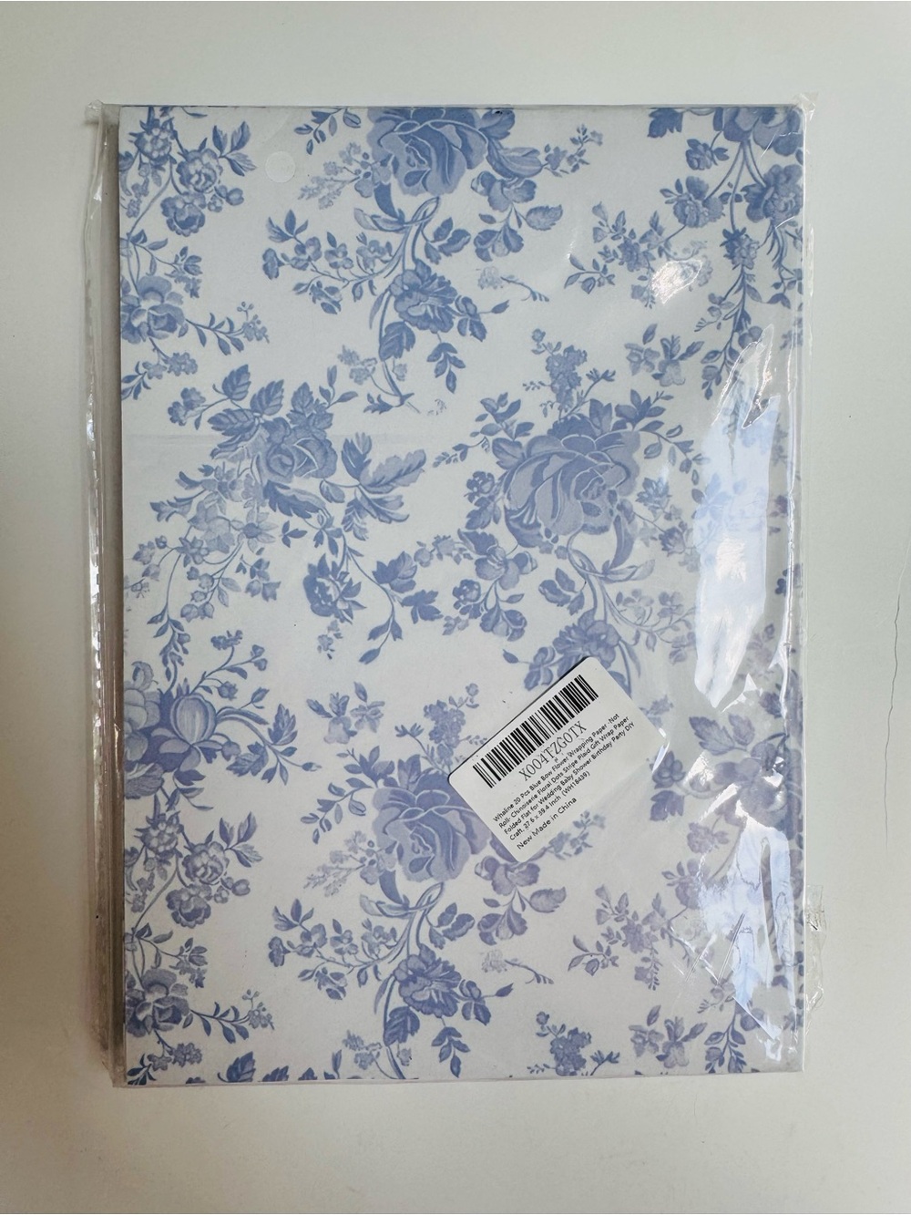 Whaline Blue Bow Floral Chinoiserie Wrapping Paper 20 Sheets Coquette NWT